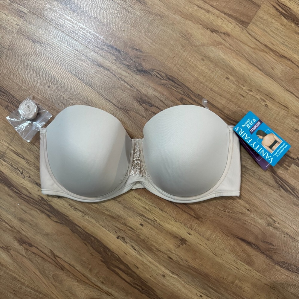 Vanity Fair Beauty Back Strapless Bra 42D Rose Beige 74380 Convertible 5-Way NWT